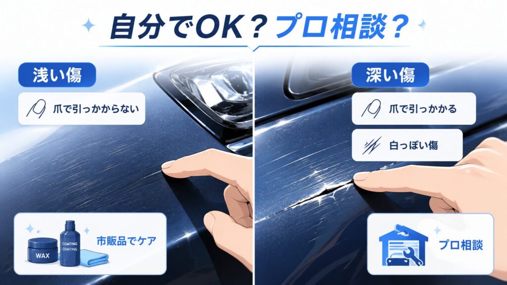 自分で対応してよい洗車傷とプロに相談したい傷