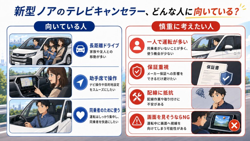 新型ノアのテレビキャンセラー、どんな人に向いている？