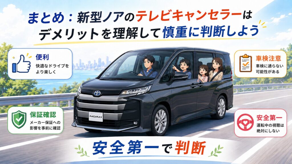 まとめ：新型ノアのテレビキャンセラーはデメリットを理解して慎重に判断しよう