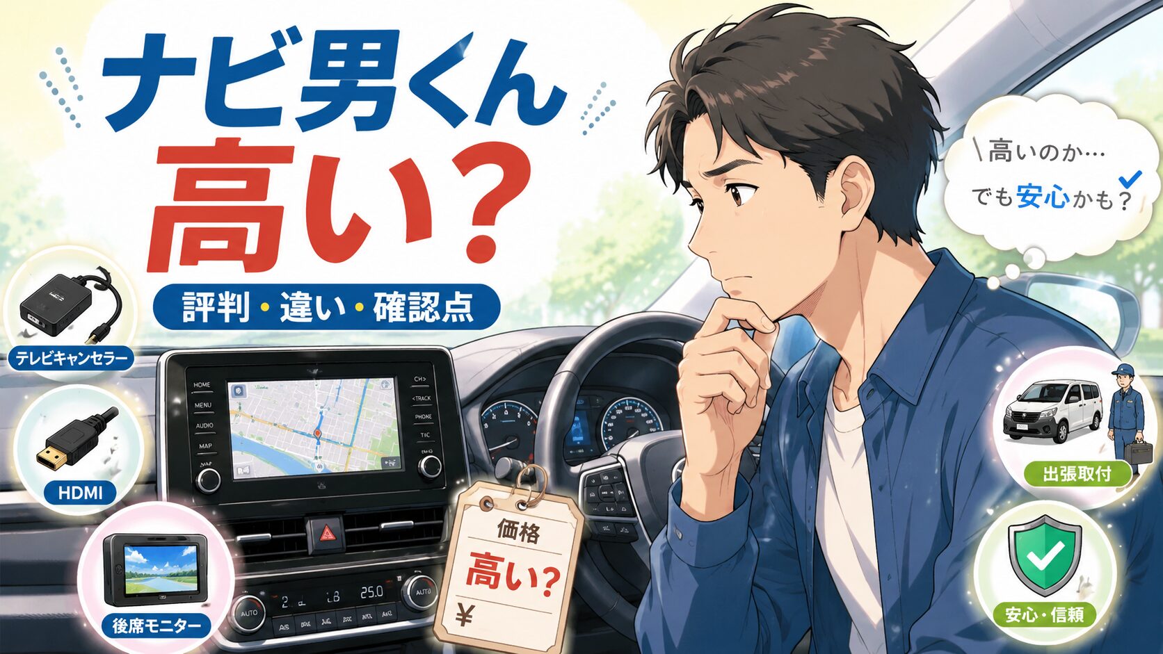 ナビ男くんは高い？評判・カー用品店との違い・申し込み前の確認点