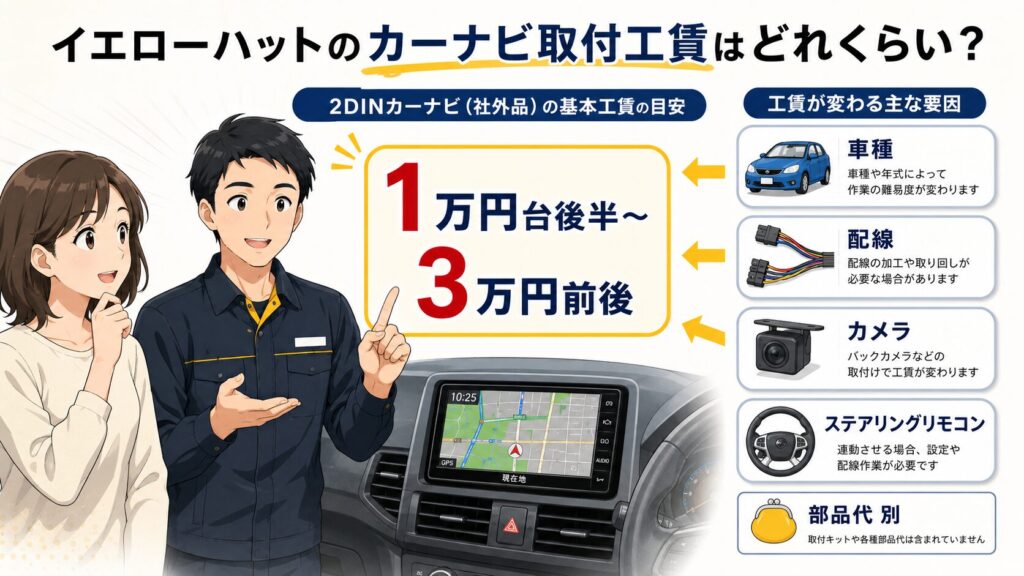 イエローハットのカーナビ取付工賃はどれくらい?