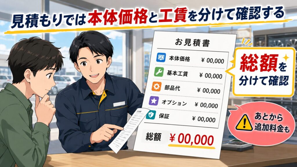 見積もりでは本体価格と工賃を分けて確認する