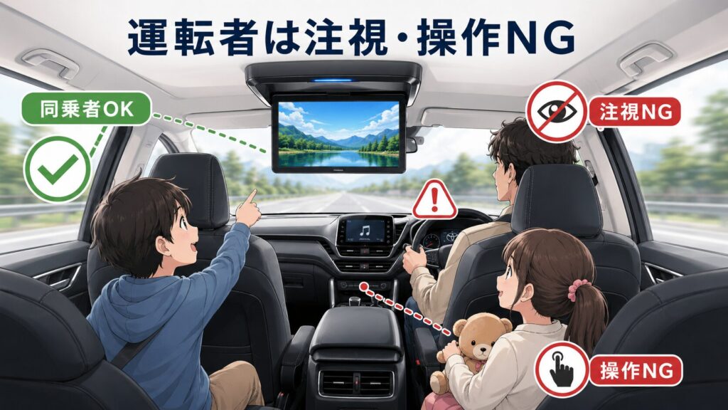 安全・法規の注意点:運転者の画面注視と操作は避ける