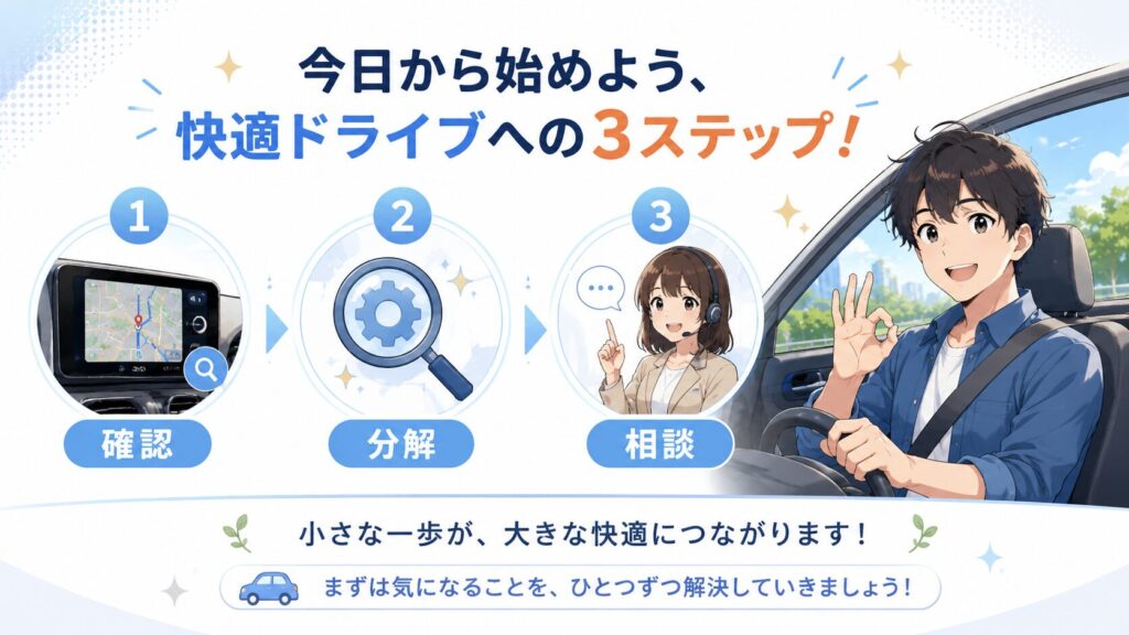 まとめ：ベンツのナビが「ひどい」と感じたら、まず3つを確認して次の一手へ