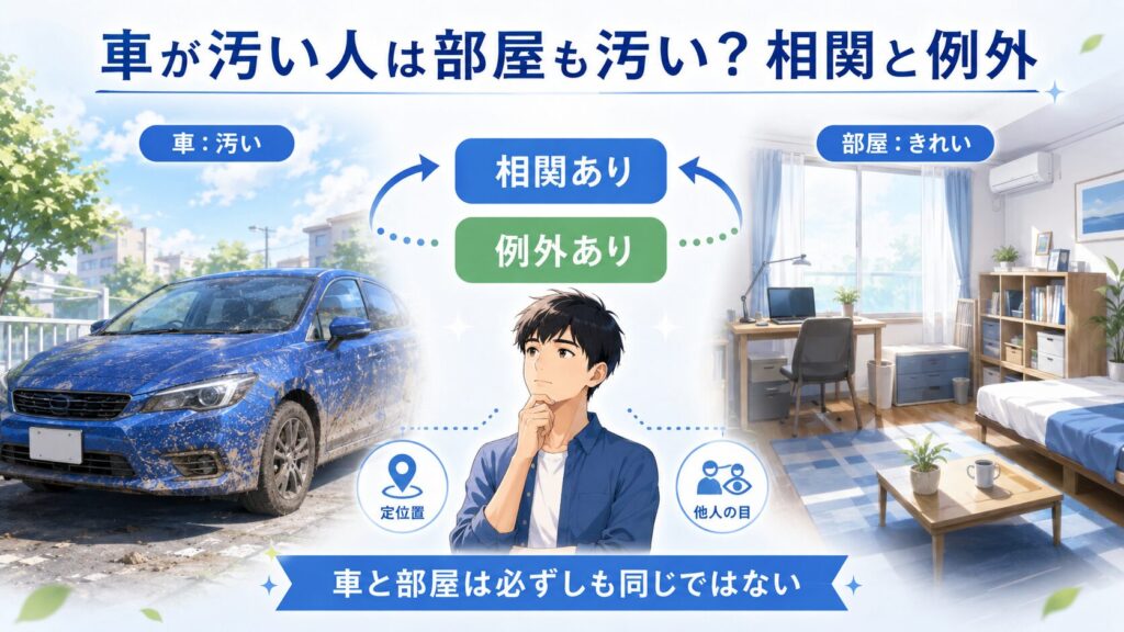 車が汚い人は部屋も汚い？相関と例外