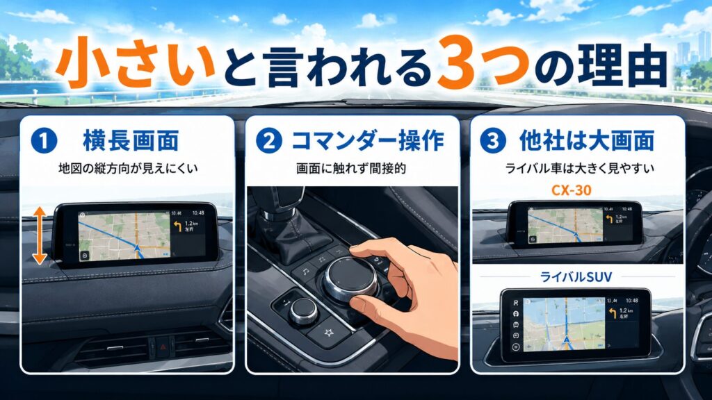 CX-30のナビが「小さい」と言われる3つの理由