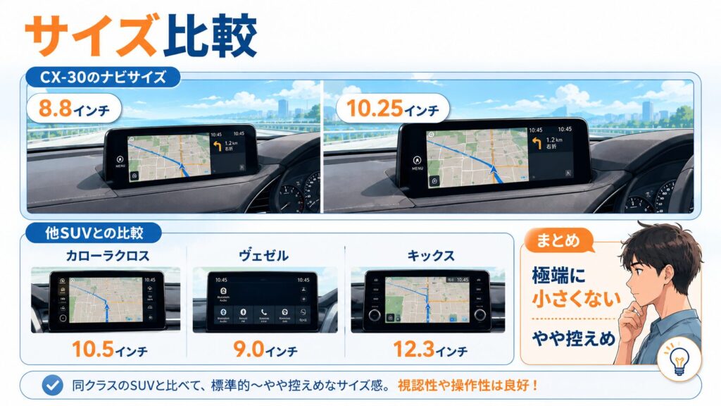 CX-30のナビサイズ、実際のところどう？仕様と他車種比較