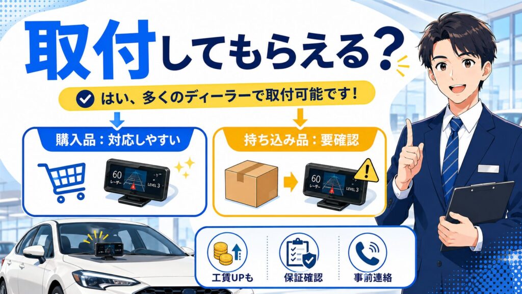 そもそもレーダー探知機はディーラーで取り付けてもらえる？