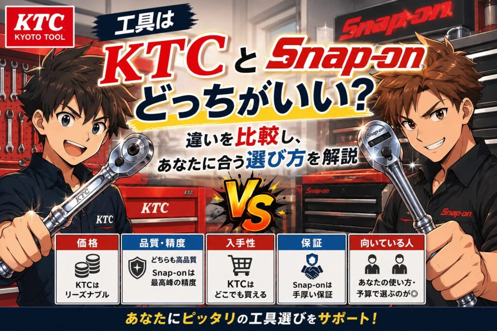 工具はKTCとSnap-onどっちがいい？違いを比較し、あなたに合う選び方を解説