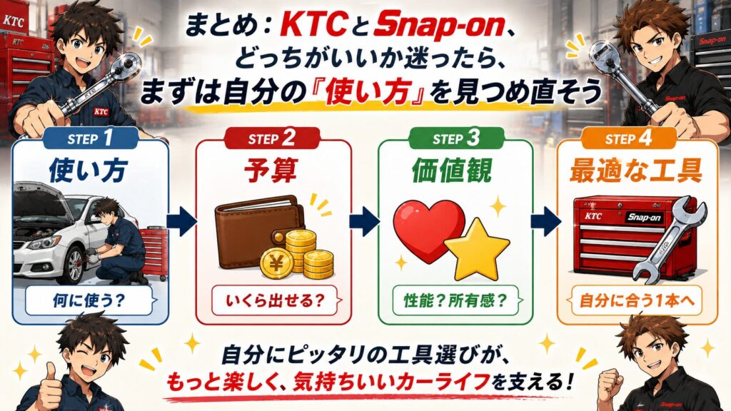 まとめ：KTCとSnap-on、どっちがいいか迷ったら、まずは自分の「使い方」を見つめ直そう