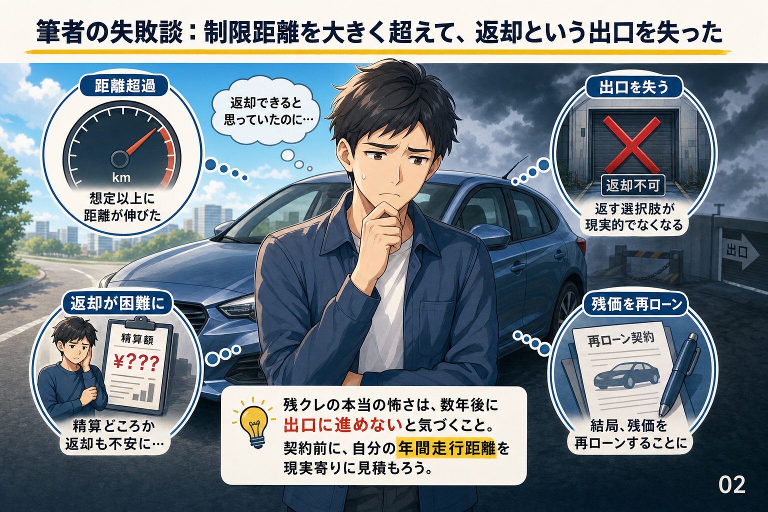 筆者の失敗談：制限距離を大きく超えて、返却という出口を失った