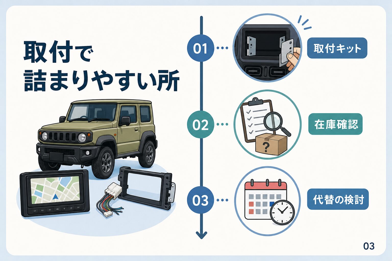 取付で詰まりやすい所|取付キットと品薄時の動き方
