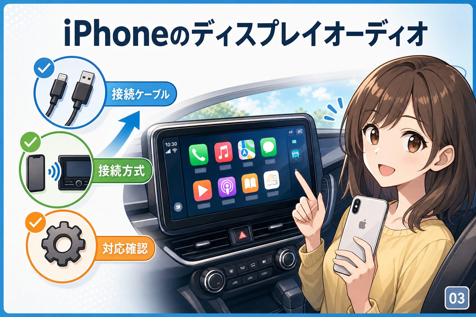 iPhoneのディスプレイオーディオ ミラーリングに必要な物(買う前チェック)