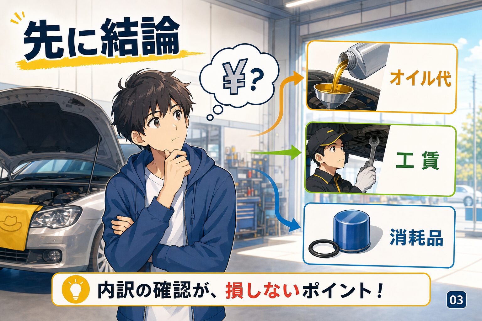 先に結論：イエローハットのオイル交換は内訳で総額が決まる