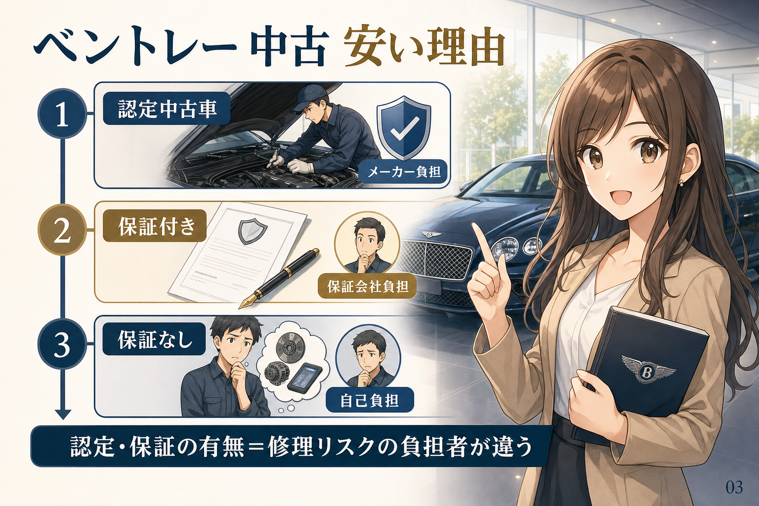 認定中古車・保証付き・保証なしは「誰が修理リスクを負うか」で選ぶ
