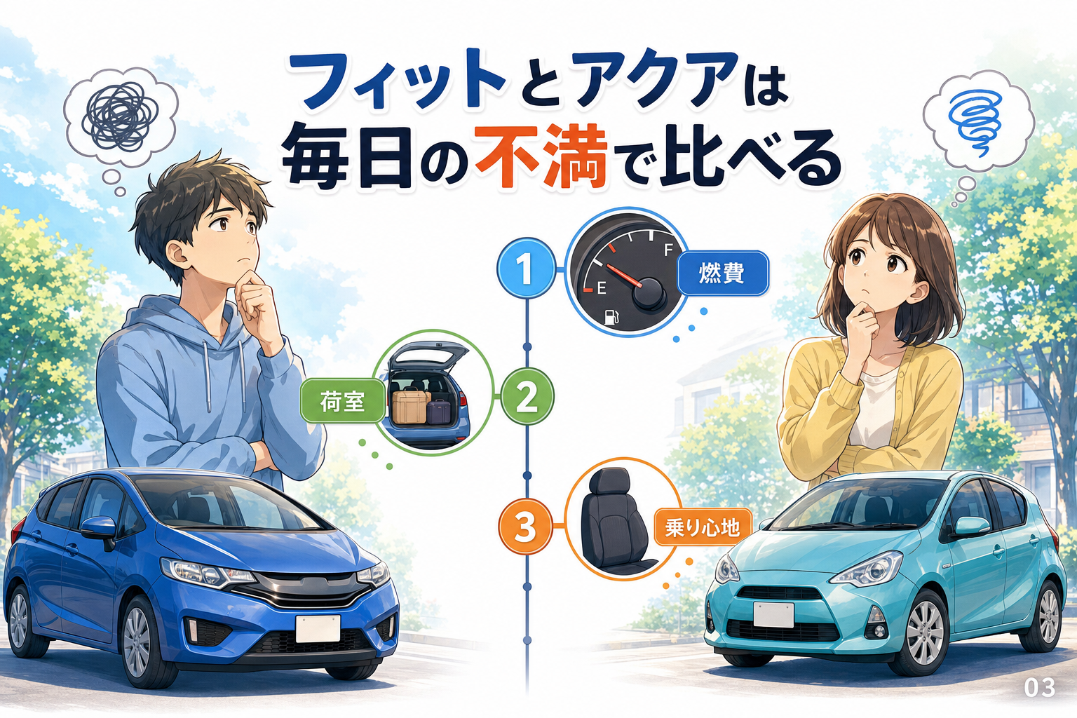 フィットとアクアは毎日の不満で比べる