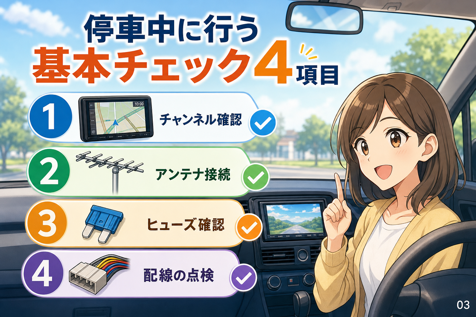 停車中に行う基本チェック4項目