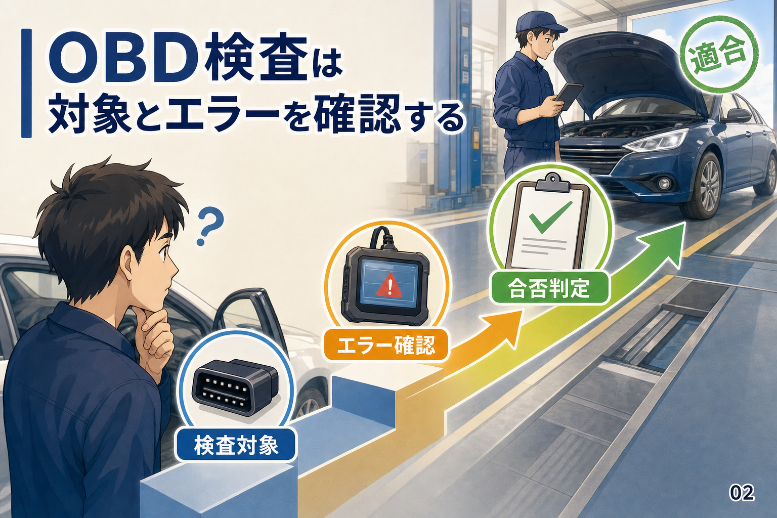 OBD検査は対象とエラーを確認する