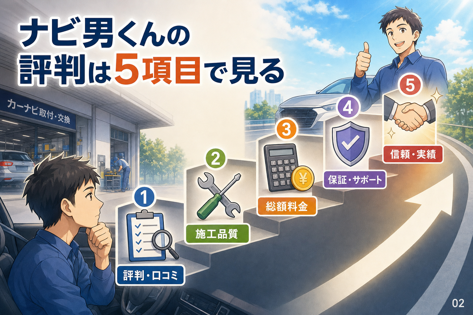 ナビ男くんの評判は5項目で見る