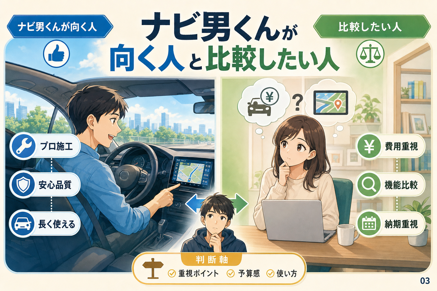 ナビ男くんが向く人と比較したい人