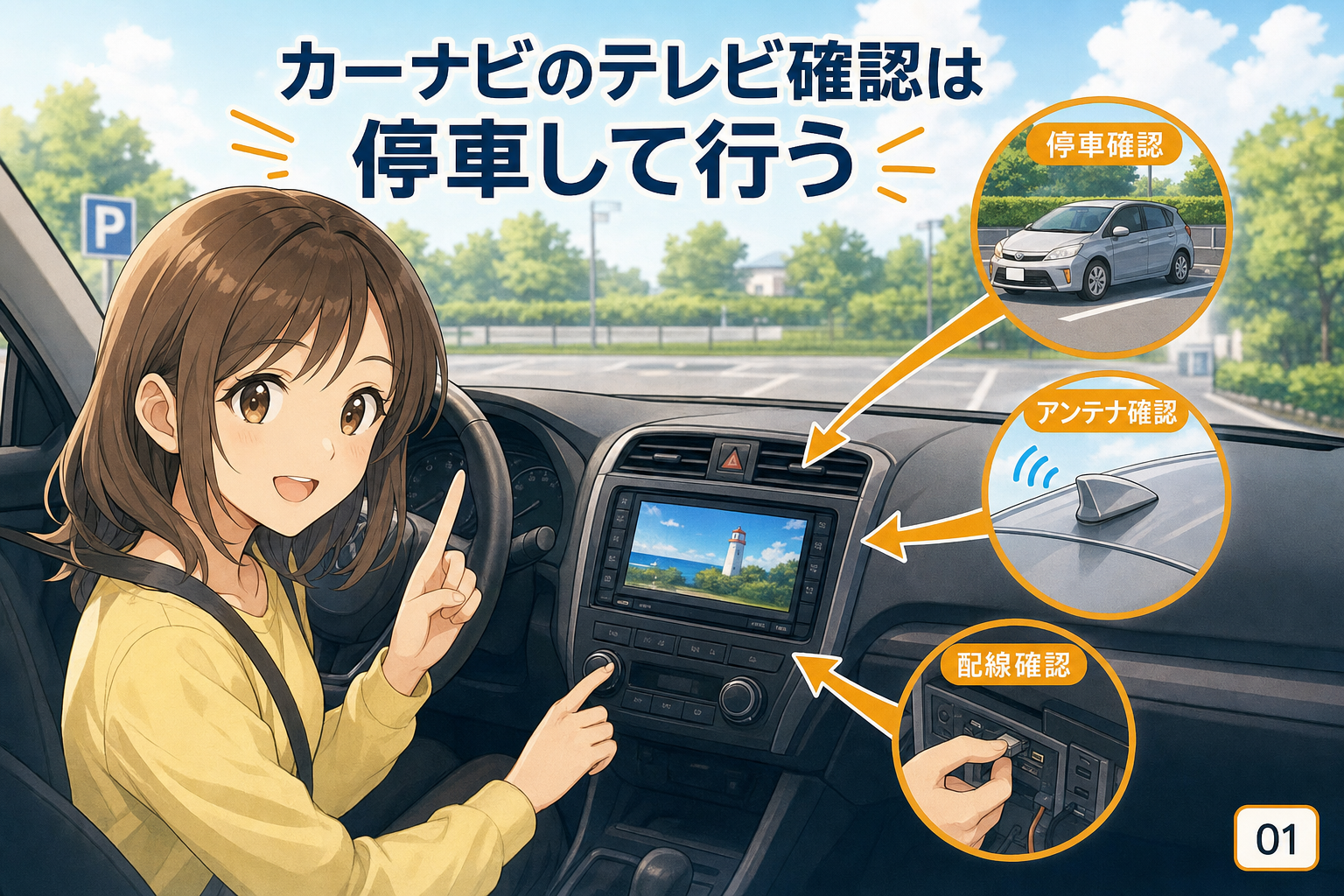 カーナビのテレビ確認は停車して行う