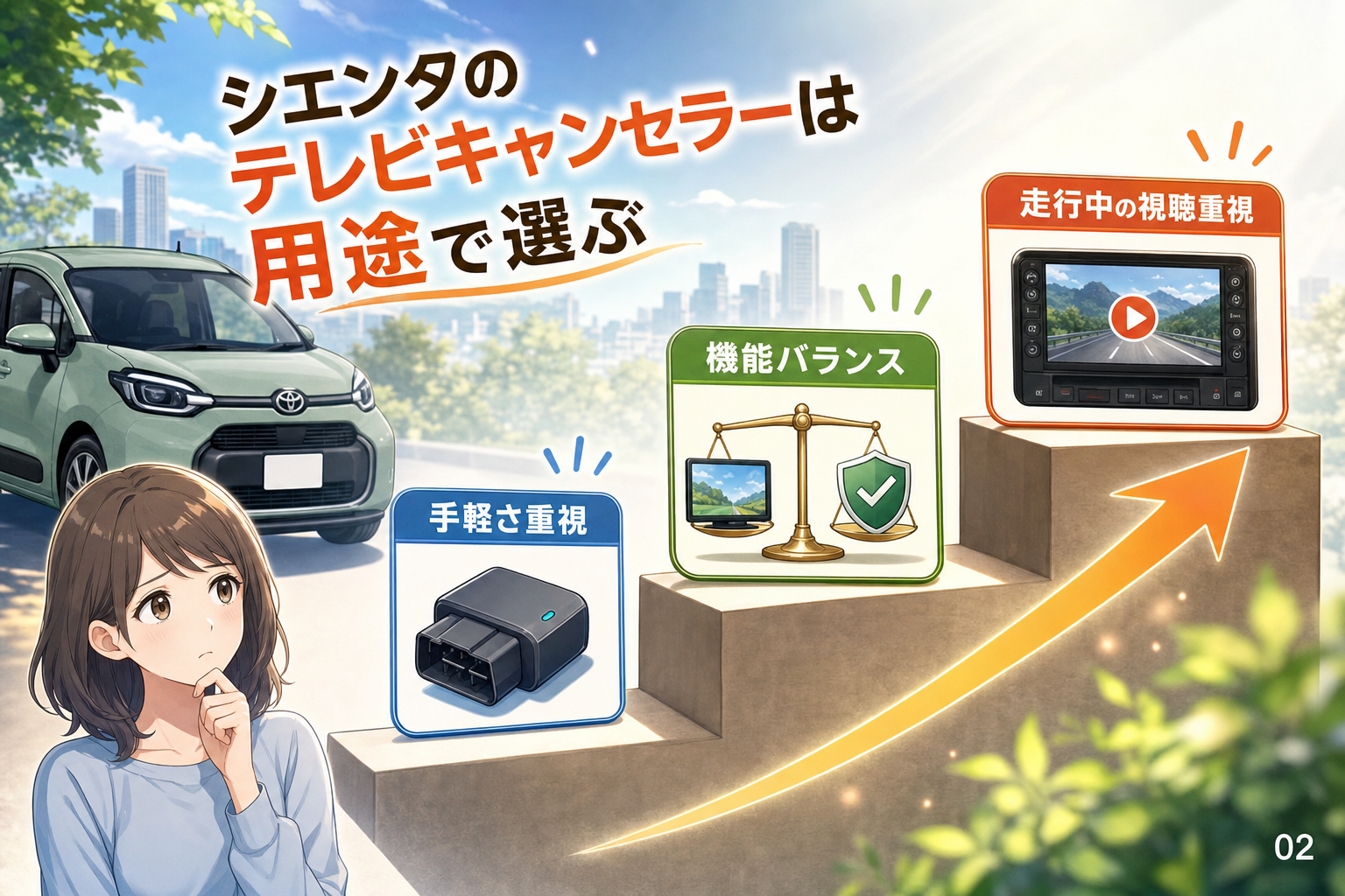 シエンタのテレビキャンセラーは用途で選ぶ