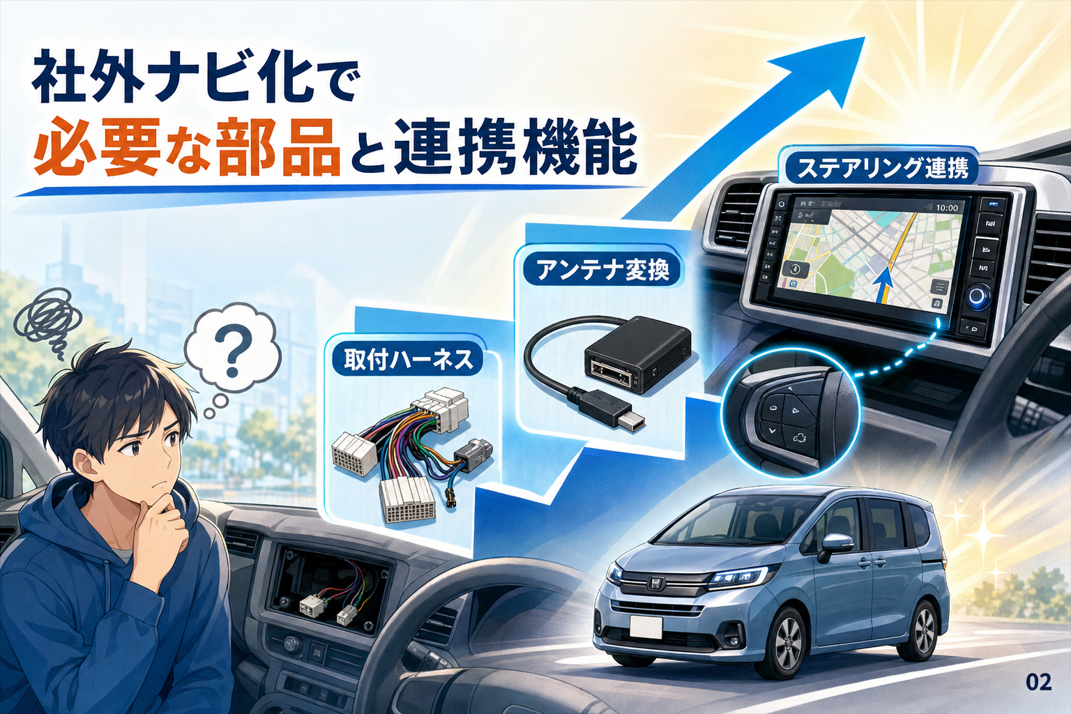 社外ナビ化で必要な部品と連携機能