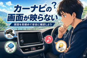 案1 / カーナビ画面が映らないのに音は出る原因と安全な確認手順 / 案2 / カーナビの画面が映らない、音は出るときは故障？ / 案3 / 音は出るのにカーナビ画面が真っ暗なときの判断基準