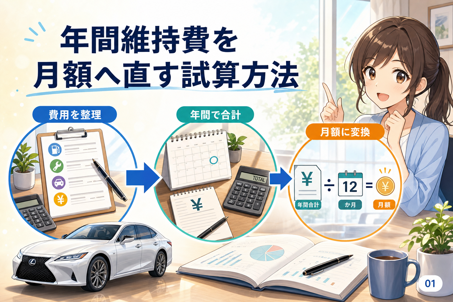 年間維持費を月額へ直す試算方法