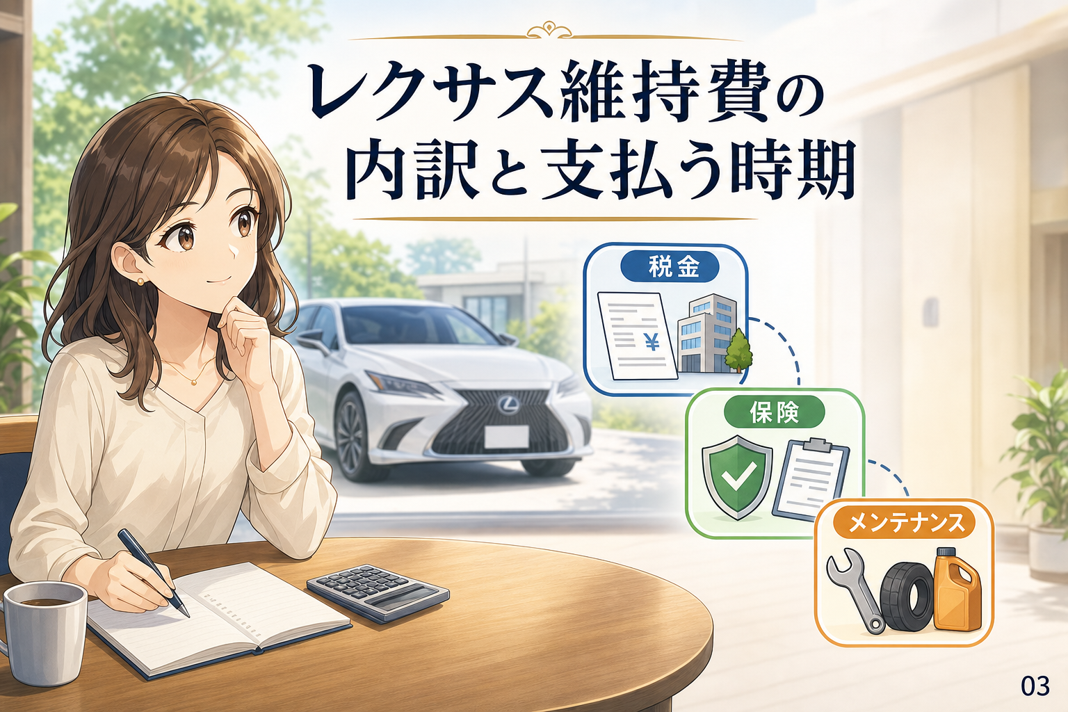 レクサス維持費の内訳と支払う時期