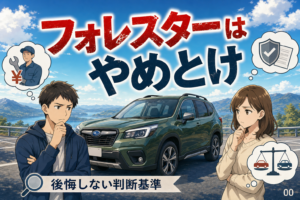 案1 / フォレスターはやめとけ？中古で後悔しない判断基準 / 案2 / フォレスターはやめとけと言われる5つの理由 / 案3 / 中古フォレスターの整備費と保証を見極める方法