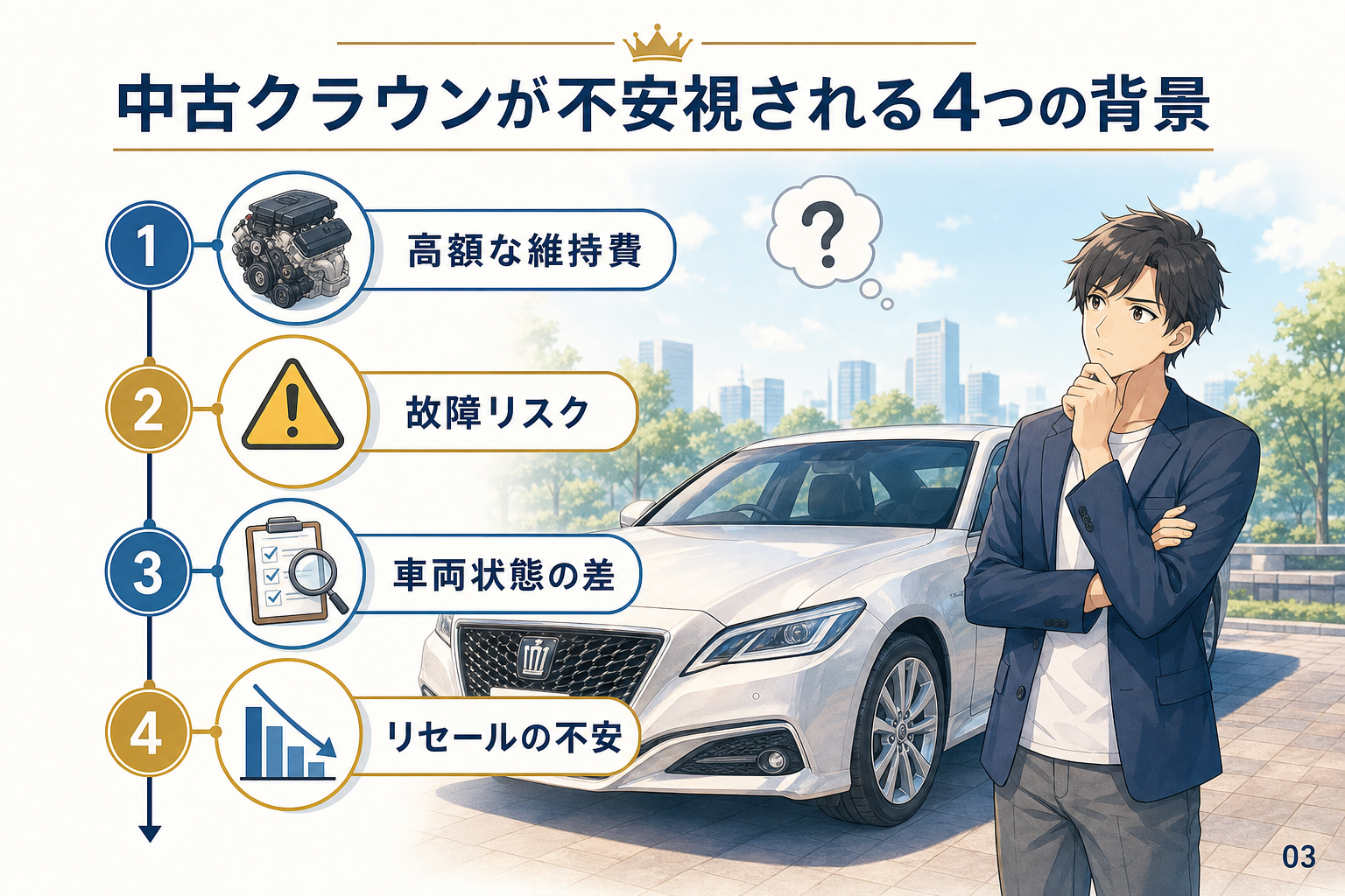 中古クラウンが不安視される4つの背景