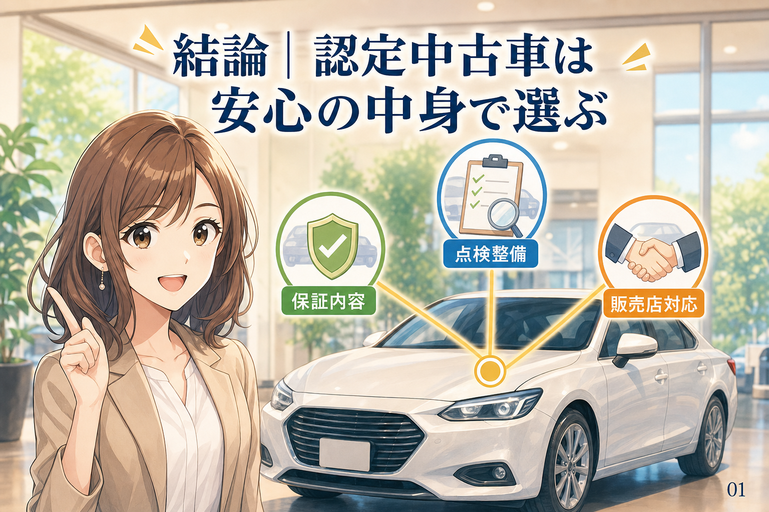 結論|認定中古車は安心の中身で選ぶ