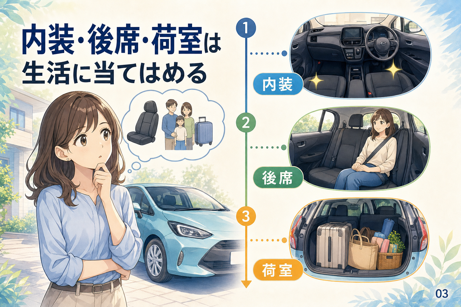 内装・後席・荷室は生活に当てはめる