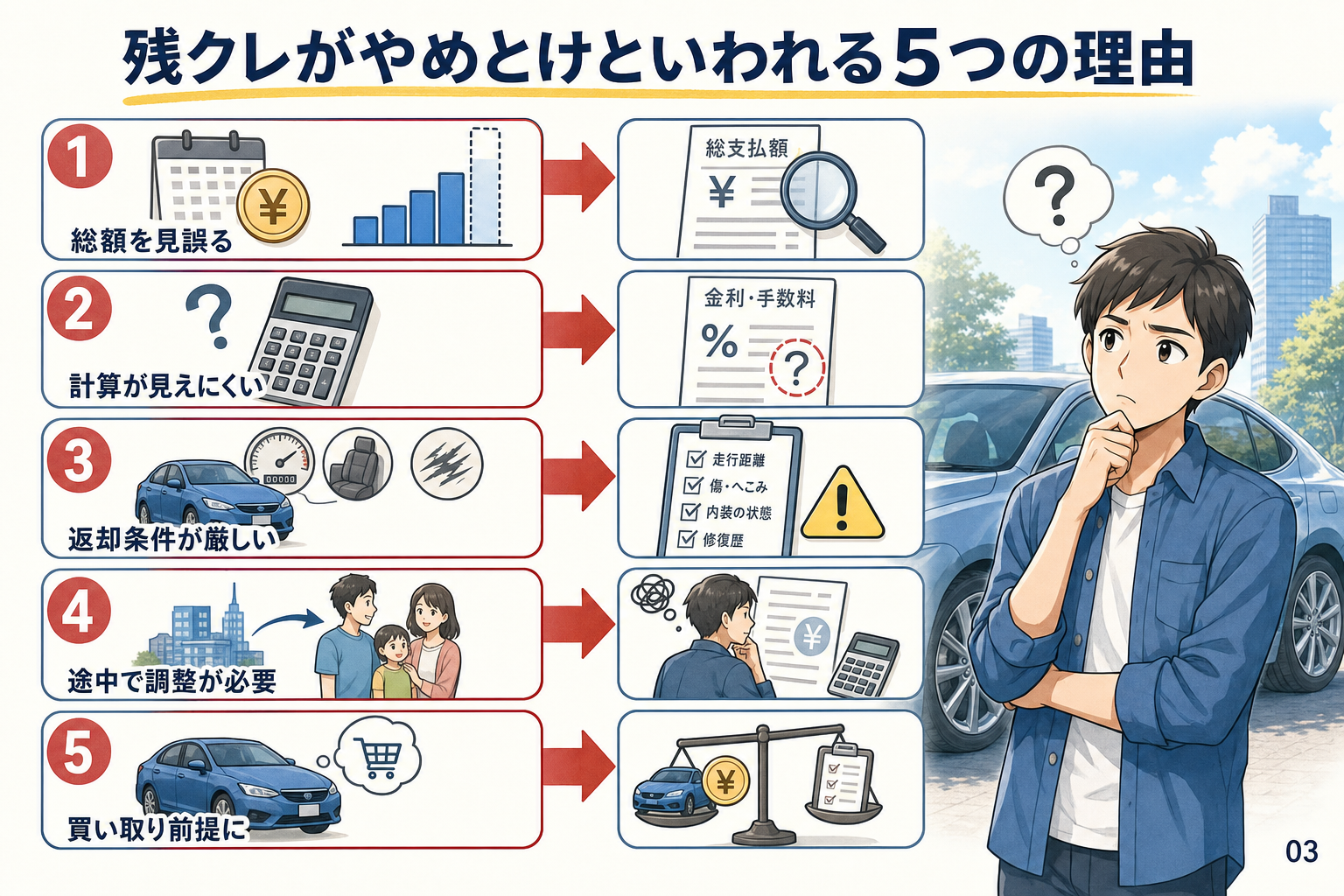 残クレがやめとけといわれる5つの理由