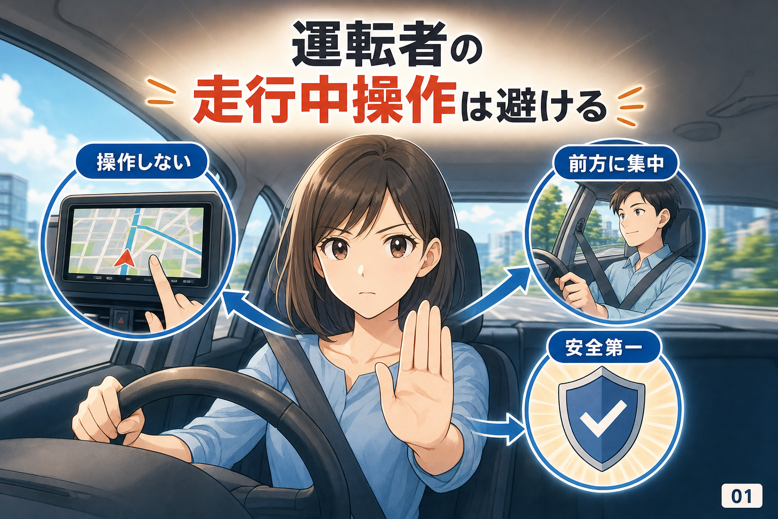 運転者の走行中操作は避ける
