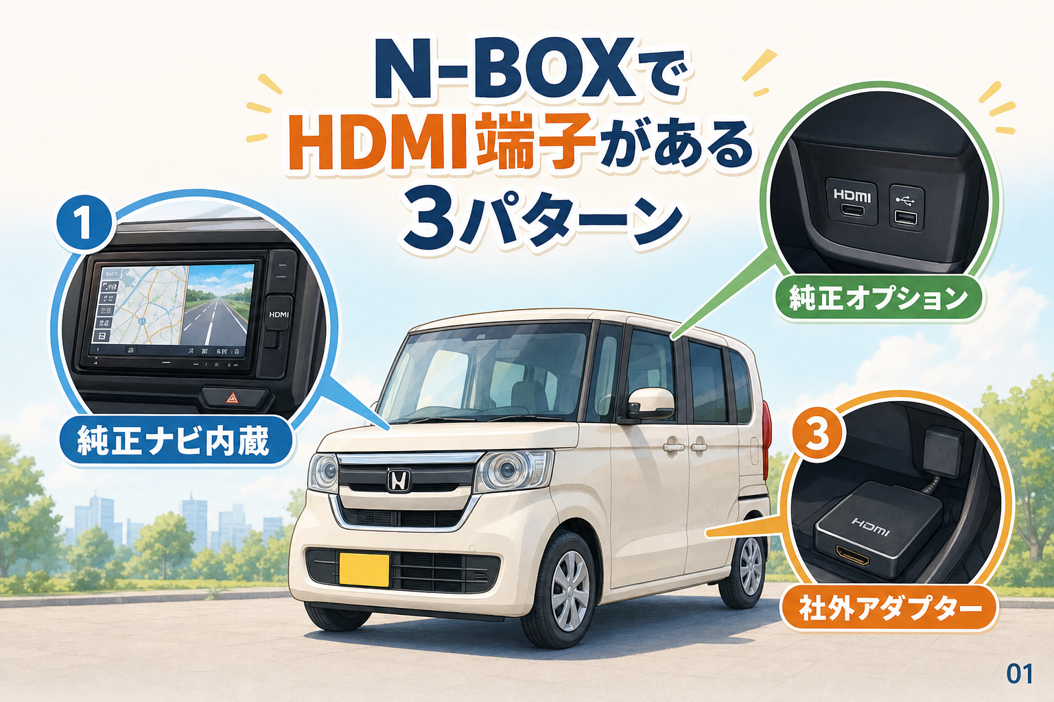 N-BOXでHDMI端子がある3パターン