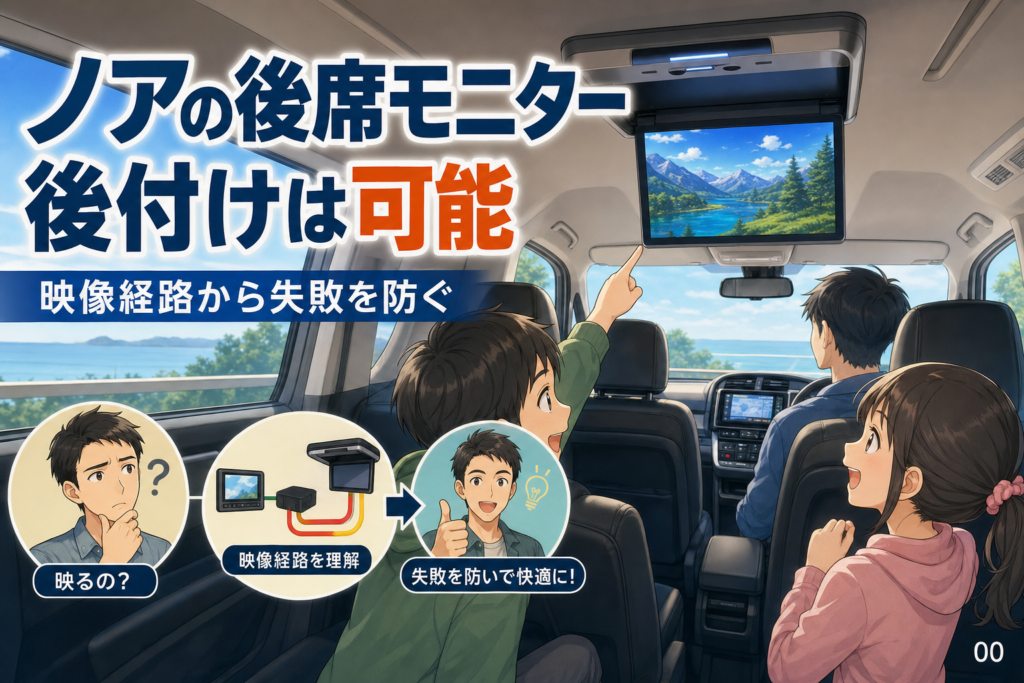 ノアの後席モニター後付けは可能？映像経路から失敗を防ぐ
