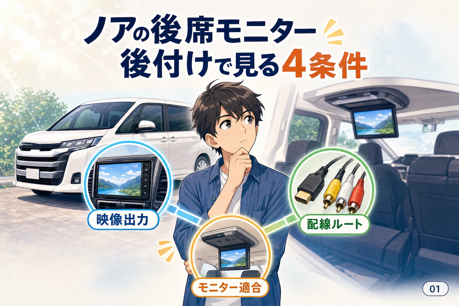 ノアの後席モニター後付けで見る4条件