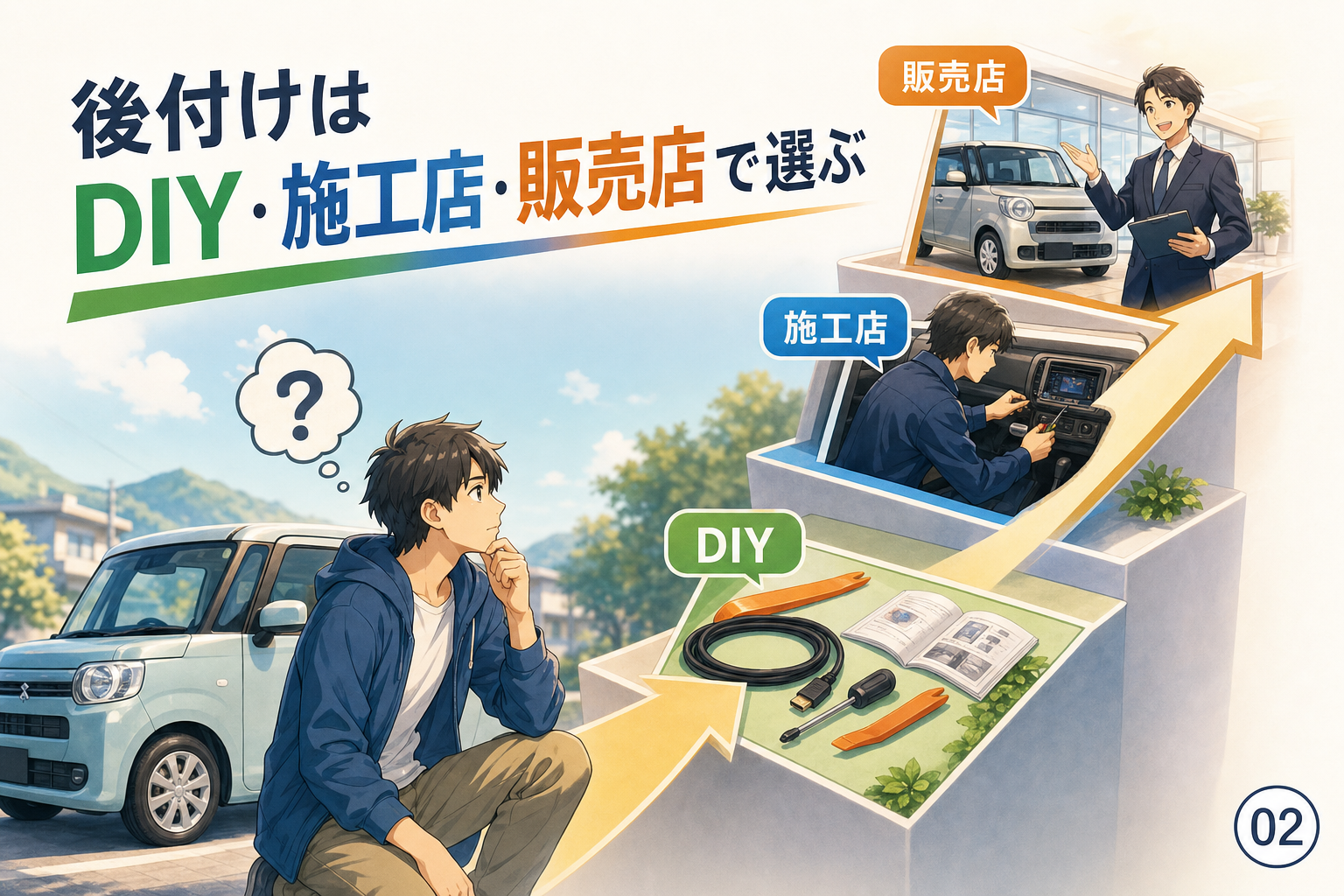 後付けはDIY・施工店・販売店で選ぶ