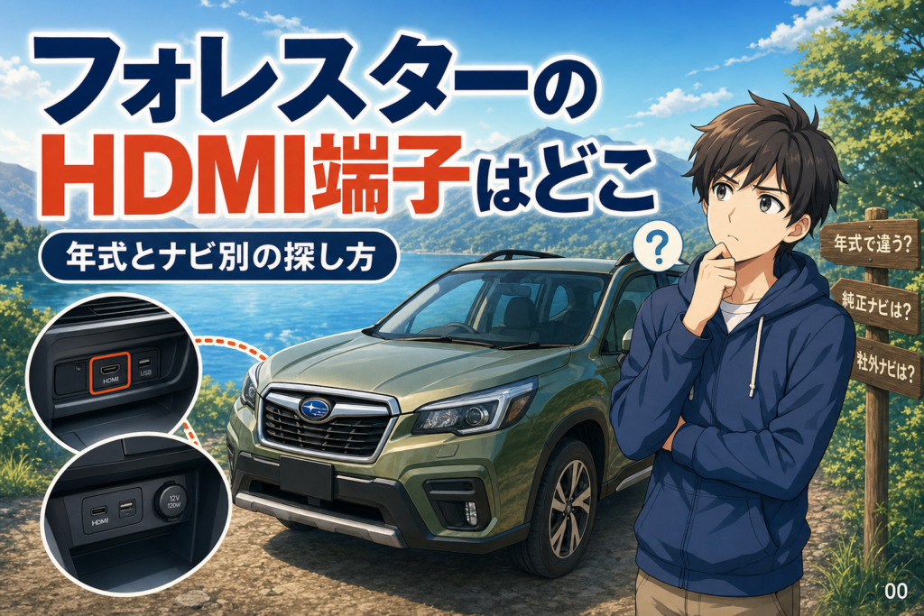 フォレスターのHDMI端子はどこ？年式とナビ別の探し方