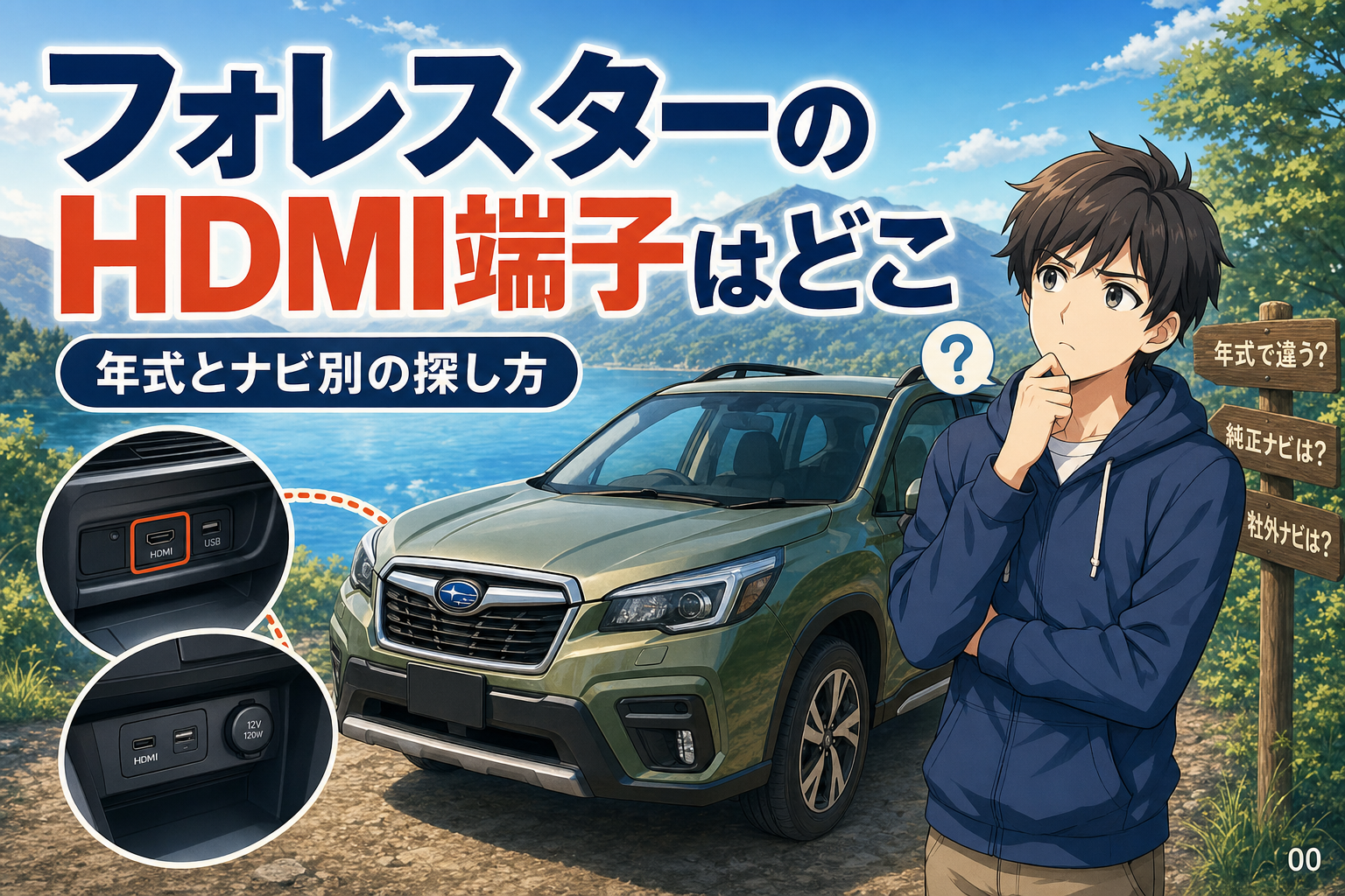 フォレスターのHDMI端子はどこ？年式とナビ別の探し方