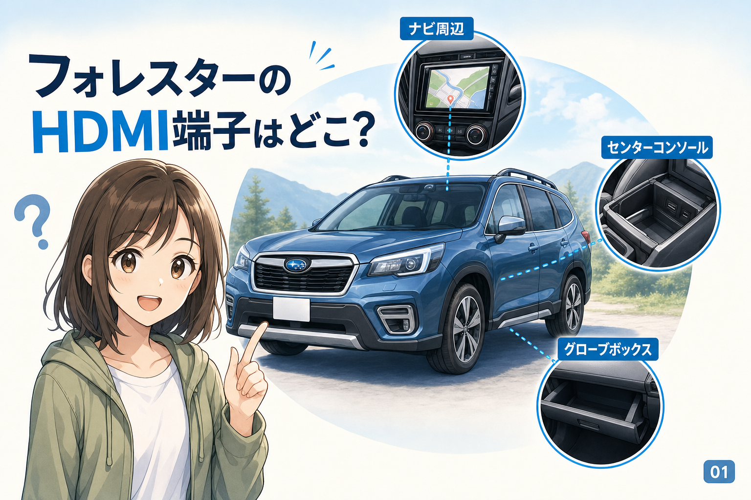 フォレスターのHDMI端子はどこ？