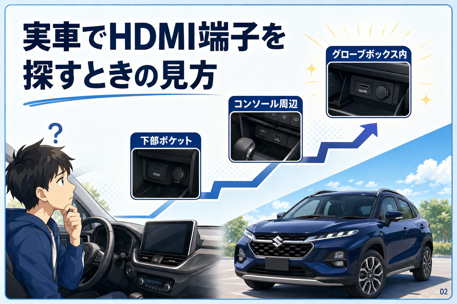実車でHDMI端子を探すときの見方