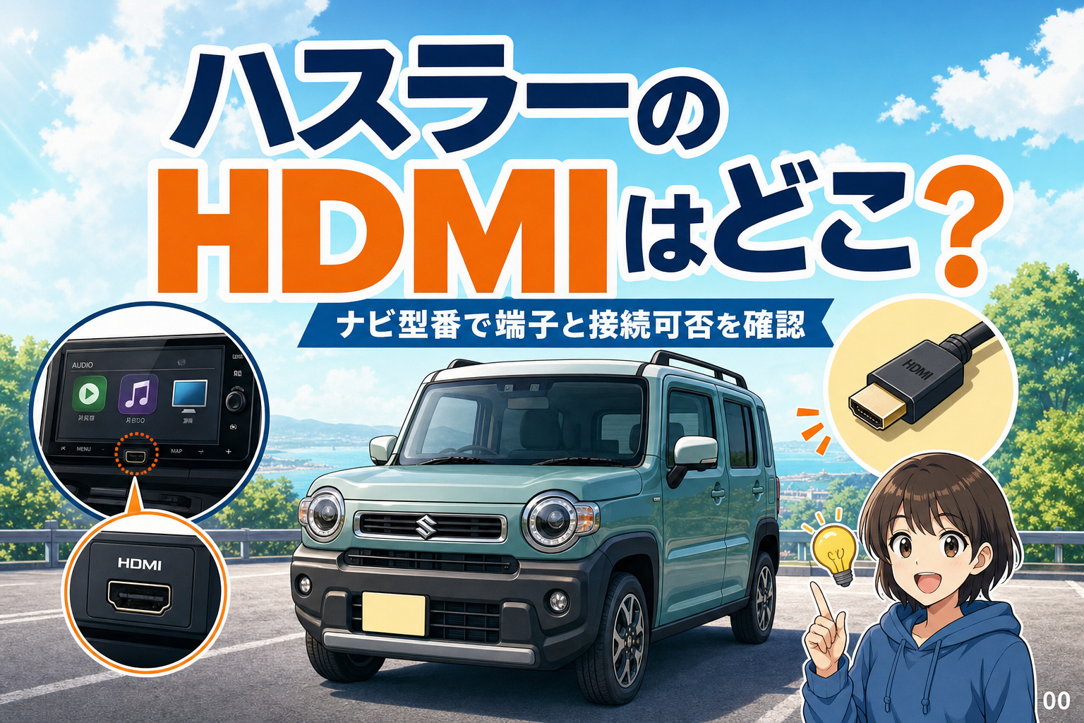 ハスラーのHDMIはどこ?ナビ型番で端子と接続可否を確認