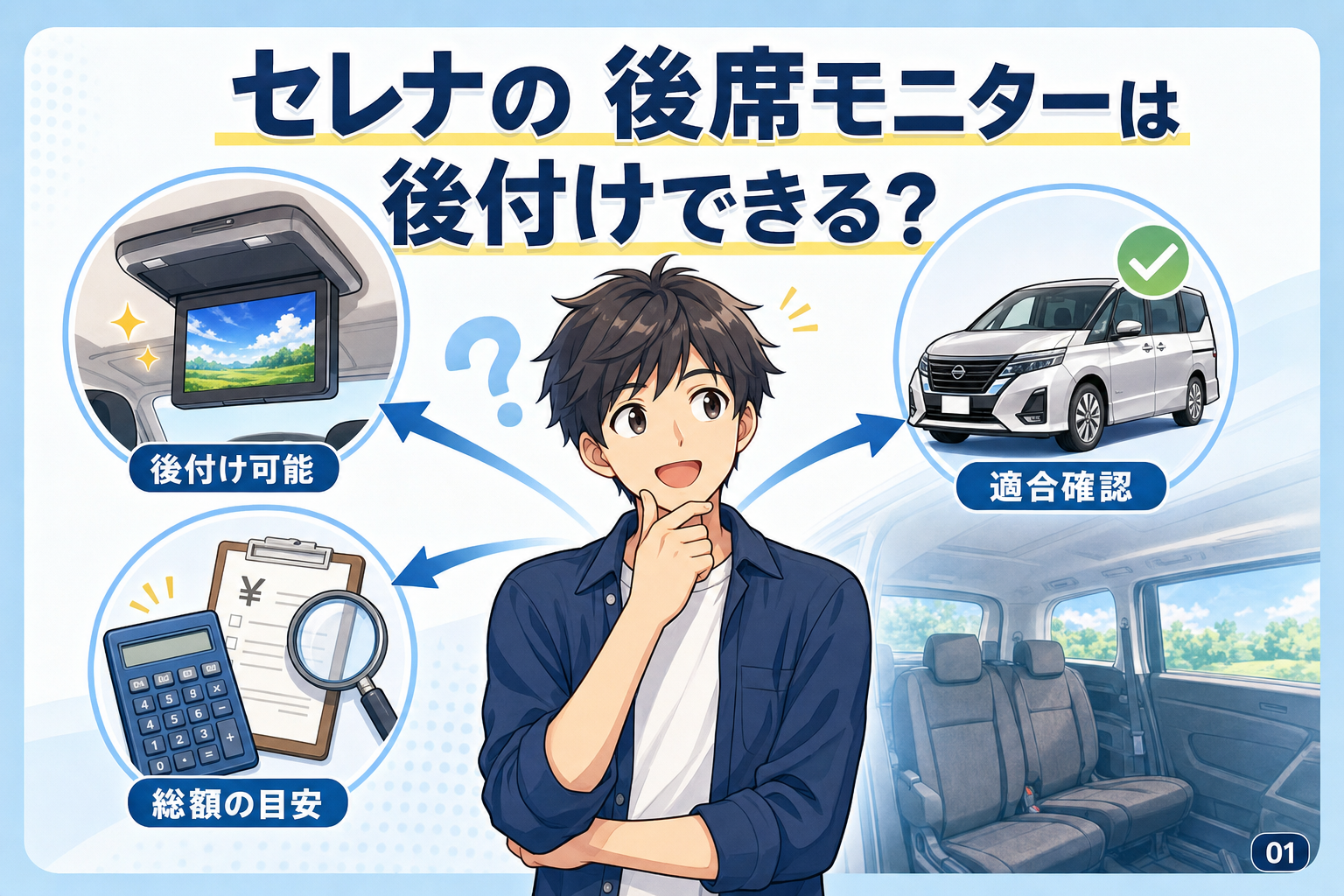 セレナの後席モニターは後付けできる?