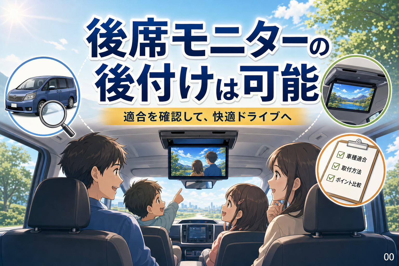 後席モニターの後付けは可能？車種別の適合確認と失敗しない選び方