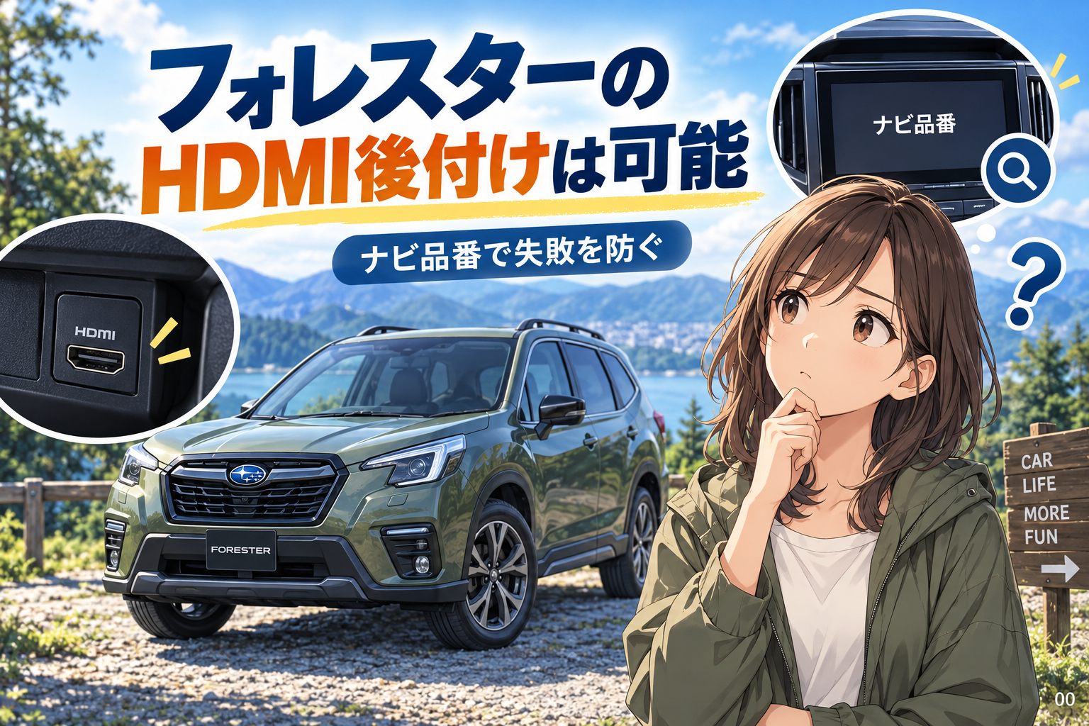 フォレスターのHDMI後付けは可能？ナビ品番で失敗を防ぐ