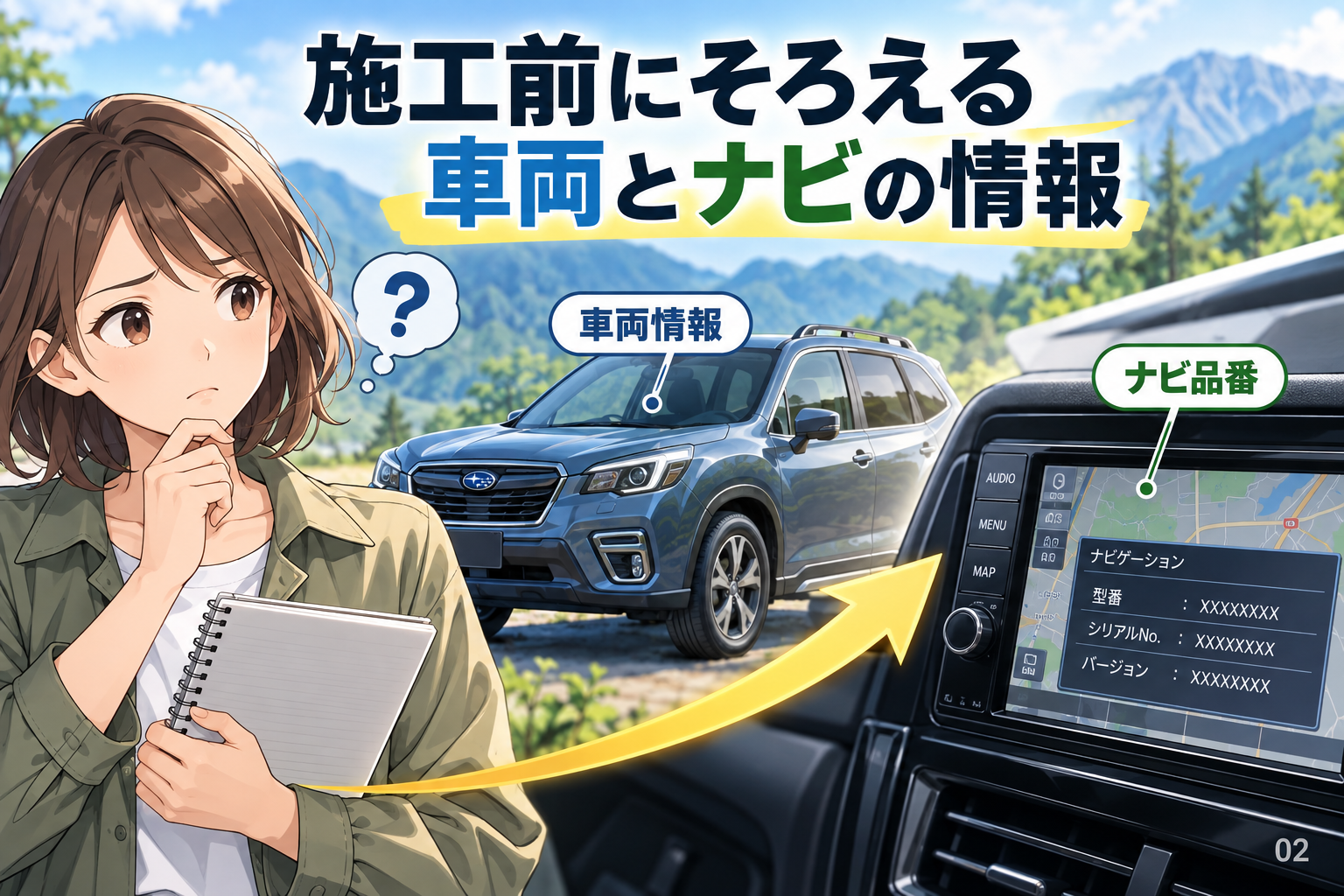 施工前にそろえる車両とナビの情報