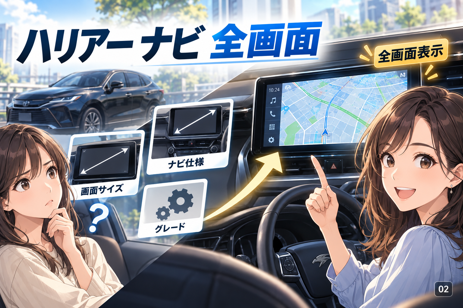 ハリアーのナビ全画面は画面サイズだけで決まらない